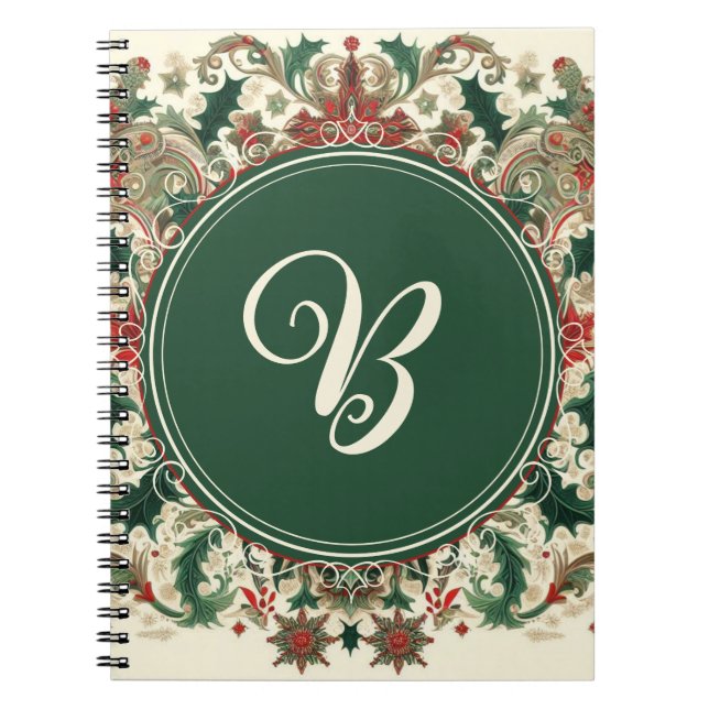 Personalized Victorian/Classic/Vintage Christmas Notebook (Front)
