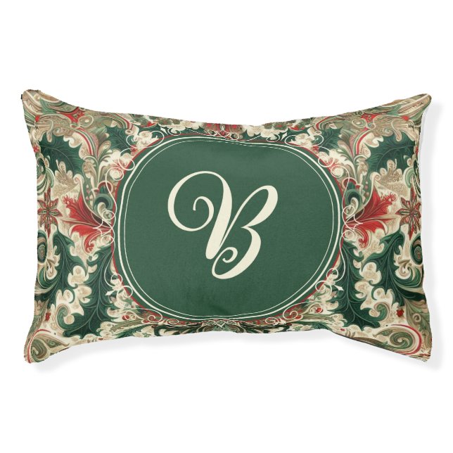 Personalized Victorian/Classic/Vintage Christmas Pet Bed (Front)
