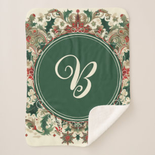 Personalized Victorian/Classic/Vintage Christmas Sherpa Blanket