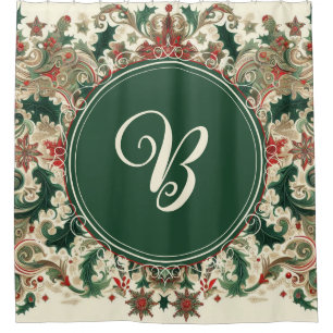 Personalized Victorian/Classic/Vintage Christmas Shower Curtain