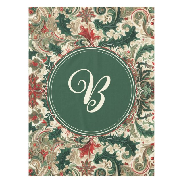 Personalized Victorian/Classic/Vintage Christmas Tablecloth (Front)