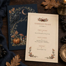 Personalized Victorian Samhain Raven Dinner Menu