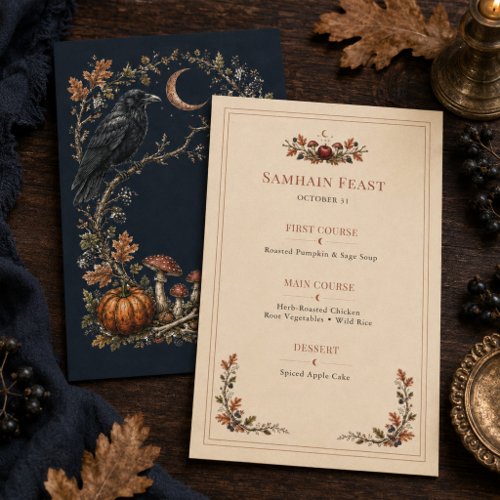 Personalized Victorian Samhain Raven Dinner Menu
