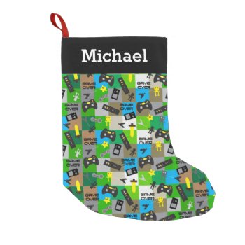 Personalized Video Game Gamer Boys Tweens Teens Small Christmas Stocking by HollyShop at Zazzle