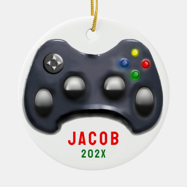 Personalized Video Gamer 2026 Collectible Ceramic Ornament (Front)