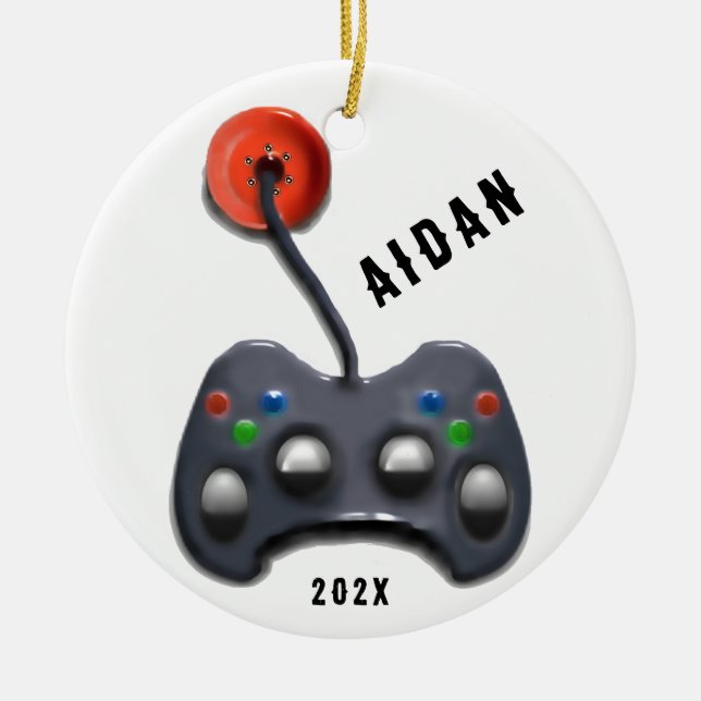 personalized video gamer ceramic ornament (Front)