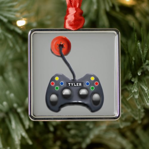 Personalized Video Gamer Christmas Metal Ornament