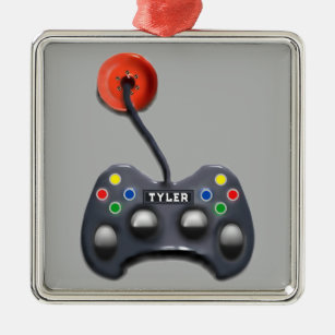 Personalized Video Gamer Christmas Metal Ornament