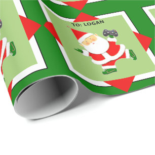 Personalized Video Gamer Holiday Gift Wrapping Paper