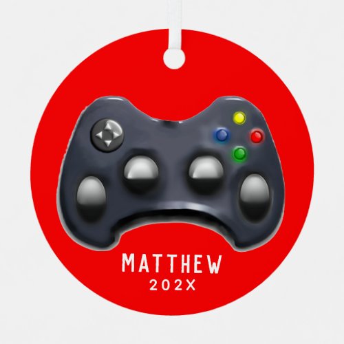 personalized video gamer metal ornament