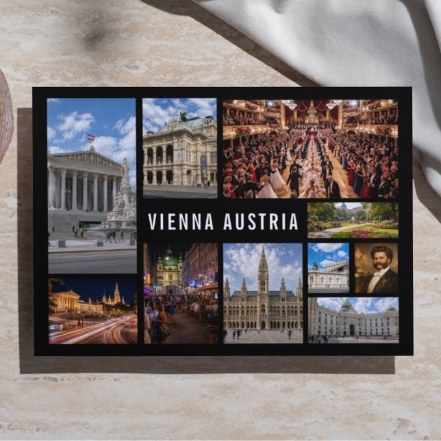 Personalized Vienna Austria Photo Collage Postcard (Create your own Vienna postcard with your favorite travel memories.)