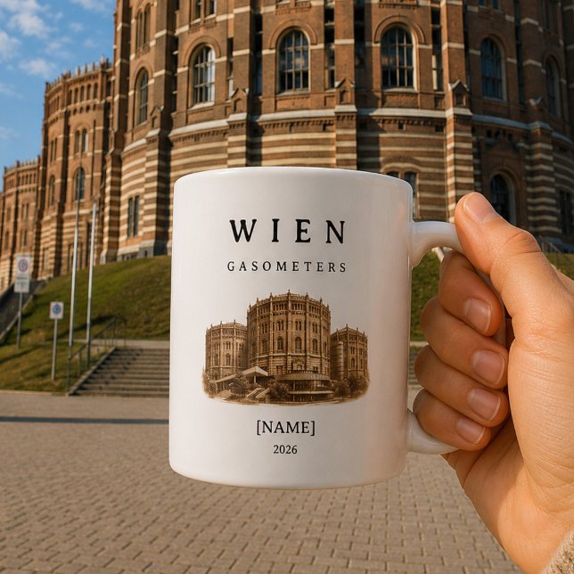 Personalized Vienna Gasometer Mug | Name & Year (Erlebe Wien aus einer ganz besonderen Perspektive – direkt in deiner Hand.)