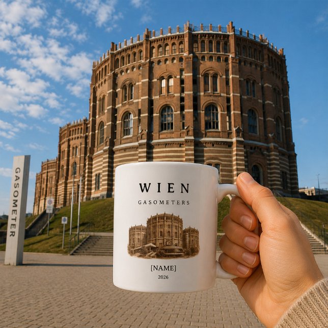 Personalized Vienna Gasometer Mug | Name & Year (Erlebe Wien aus einer ganz besonderen Perspektive – direkt in deiner Hand.)
