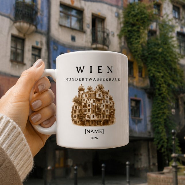 Personalized Vienna Hundertwasser House Mug (Dein Name. Dein Wien. Dein Hundertwasserhaus)