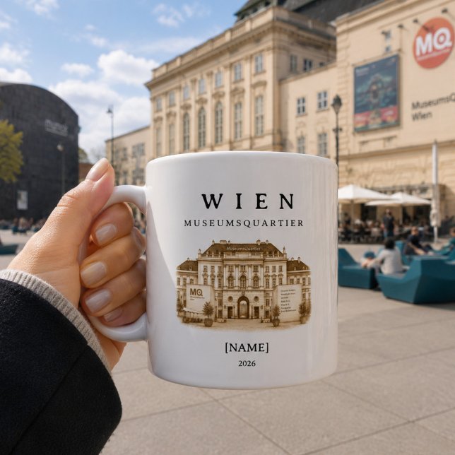 Personalized Vienna Museumsquartier Mug | Name  (Wien MuseumsQuartier erleben – dein personalisierter Becher mitten im kreativen Herzen der Stadt)