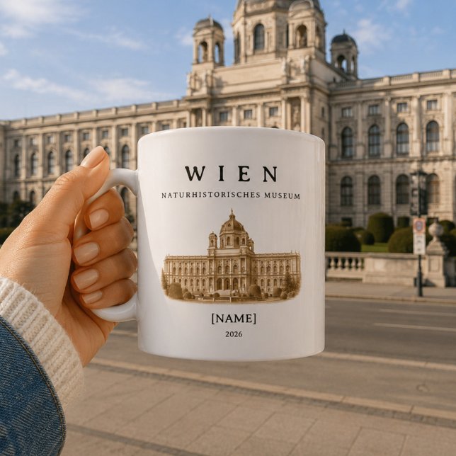 Personalized Vienna Natural History Museum  Coffee Mug (Naturhistorisches Museum Wien – deine personalisierte Tasse mit ikonischer Architektur im Blick)