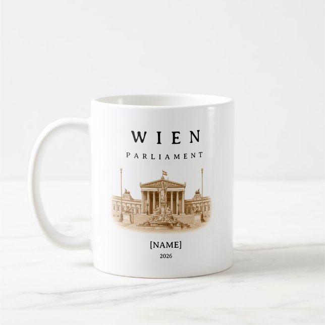Personalized Vienna Parliament Mug | Name & Year (Left)