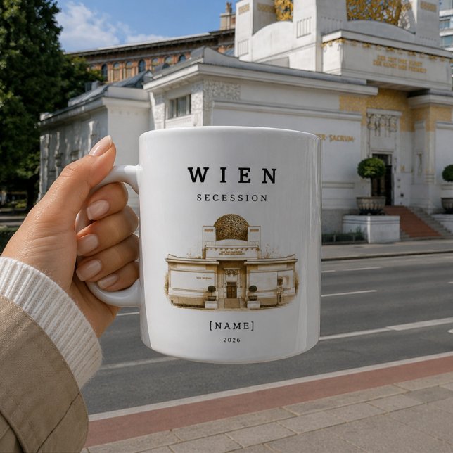 Personalized Vienna Secession Mug | Name & Year (Deine personalisierter Tasse direkt an der Straße dieses ikonischen Bauwerks)