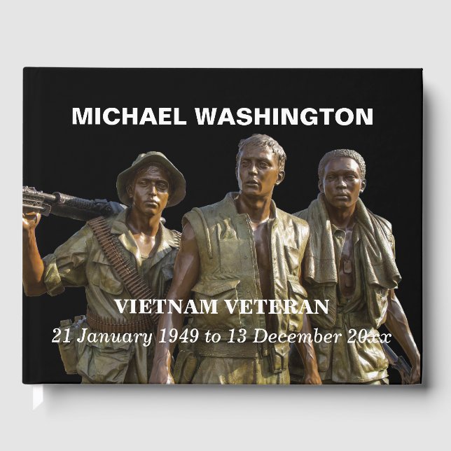 Personalized Vietnam Memorial Statue Guest Book (Front)