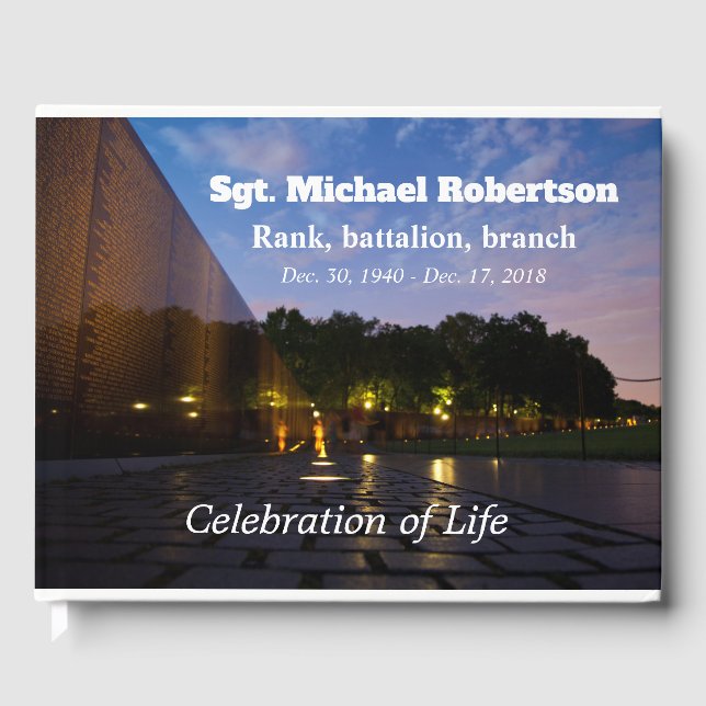 Personalized Vietnam Veteran  Memorial Guest Book (Front)