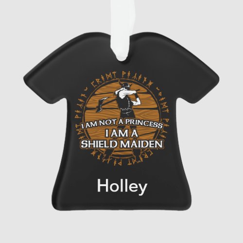 Personalized Viking Shield Maiden With Ax Runes Ornament