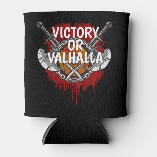Personalized Viking Victory or Valhalla Battle Cry Can Cooler (Front)