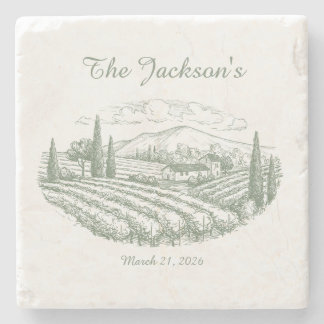 Personalized Vineyard Wedding Coasters 