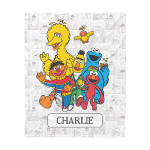 Personalized Vintage 123 Sesame Street Fleece Blanket