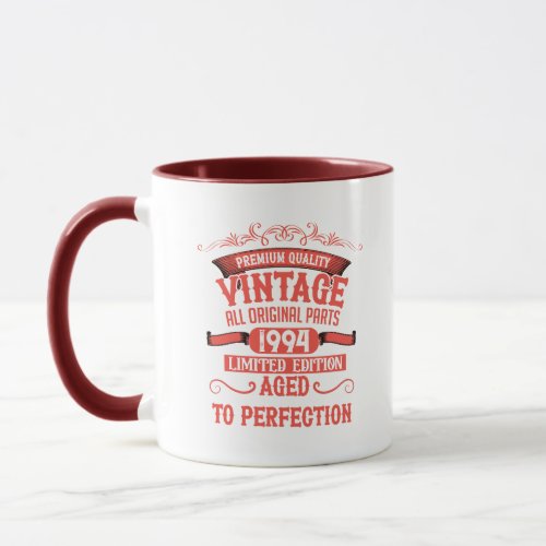 Personalized vintage 30th birthday gift red mug