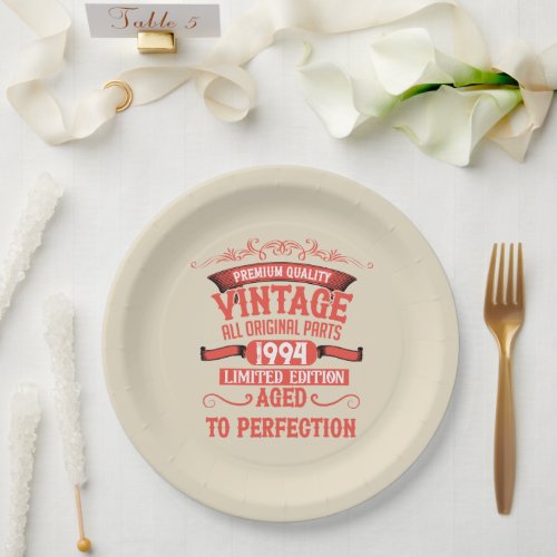 Personalized vintage 30th birthday gift red paper plates