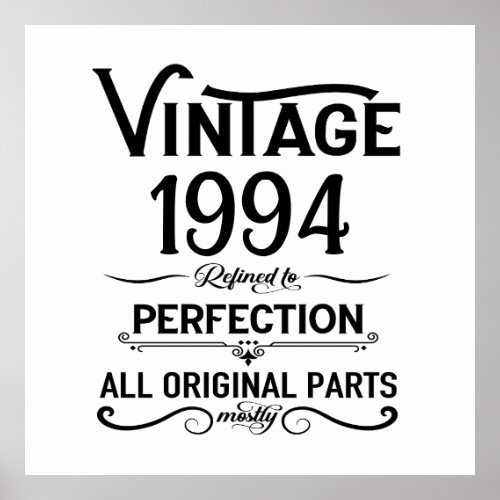 Personalized vintage 30th birthday gifts black poster