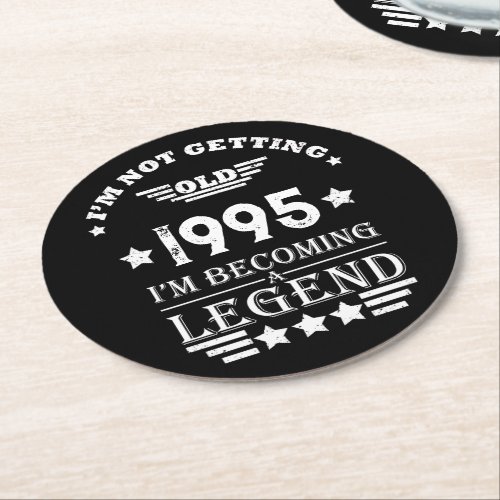 Personalized vintage 30th birthday gifts round paper coaster