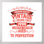Personalized vintage 30th birthday red and white poster<br><div class="desc">You can add some originality to your wardrobe collection with this vintage classic birthday graphic design with awesome typography font lettering, is a great gift idea for men, women, husbands, wife girlfriends, and a boyfriend who will love this one-of-a-kind artwork. The best amazing and funny holiday present for your happy...</div>