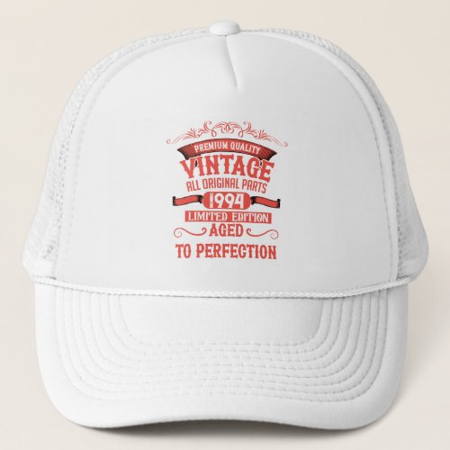 Personalized vintage 30th birthday red and white trucker hat