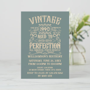 Personalized vintage 35th birthday cocktail party invitation