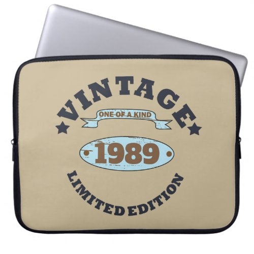 Personalized vintage 35th birthday gift laptop sleeve