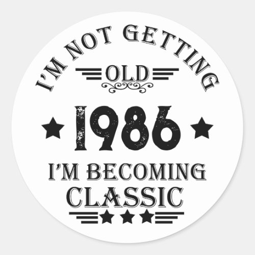 Personalized vintage 35th birthday gifts black classic round sticker