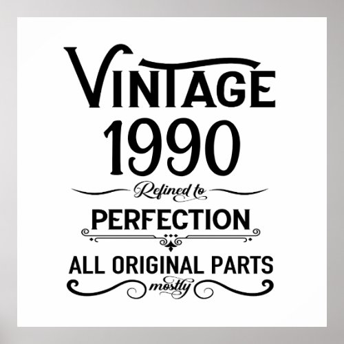 Personalized vintage 35th birthday gifts black poster