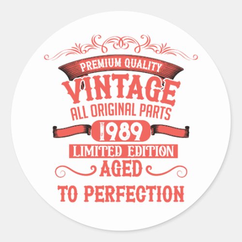 Personalized vintage 35th birthday gifts red classic round sticker