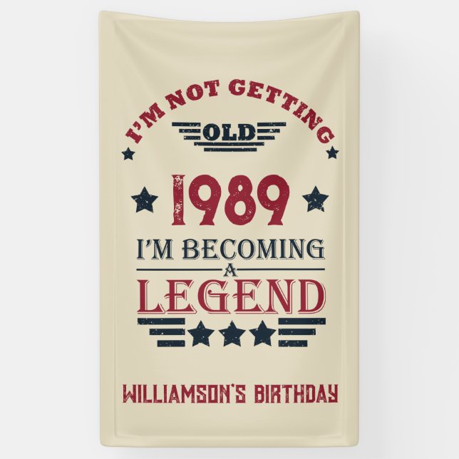 Personalized vintage 35th birthday party  banner (Vertical)