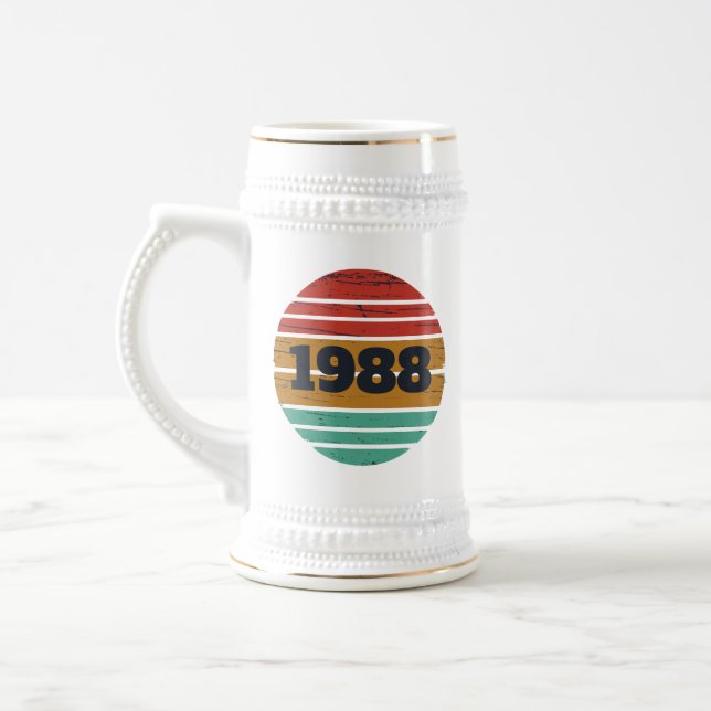 Personalized vintage 35th birthday party beer stein (Left)
