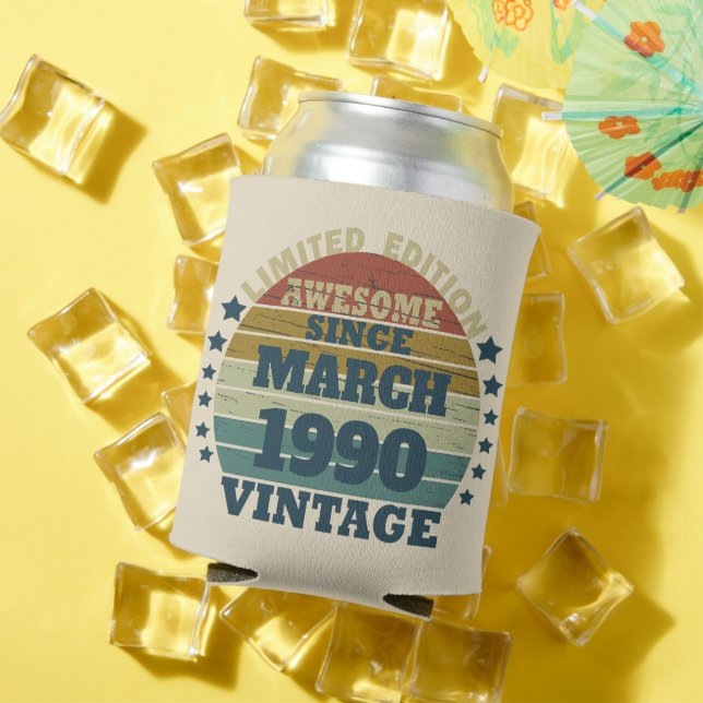 Personalized vintage 35th birthday party can cooler (In Situ Summer)