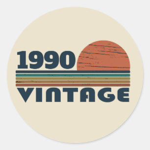 Personalized vintage 35th birthday party classic round sticker