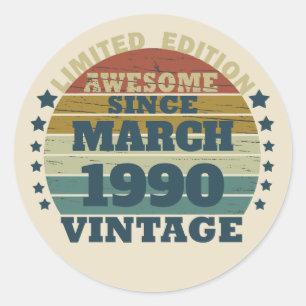 Personalized vintage 35th birthday party classic round sticker