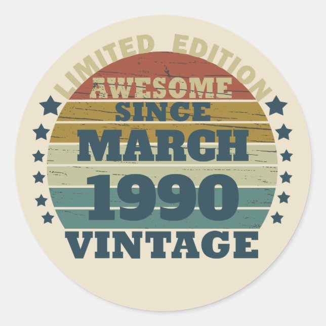 Personalized vintage 35th birthday party classic round sticker (Front)