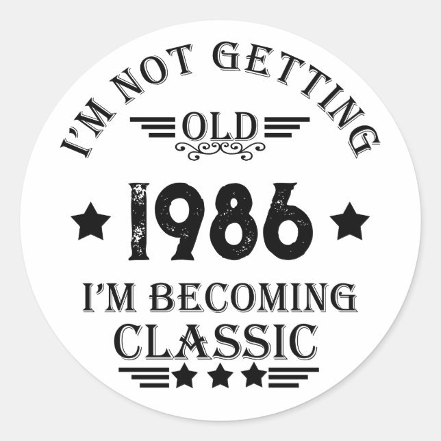 Personalized vintage 35th birthday party classic round sticker (Front)