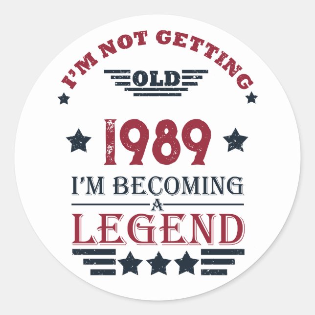 Personalized vintage 35th birthday party  classic round sticker (Front)