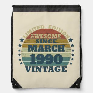 Personalized vintage 35th birthday party drawstring bag