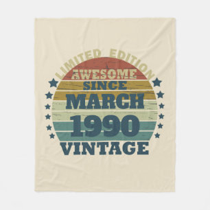 Personalized vintage 35th birthday party fleece blanket