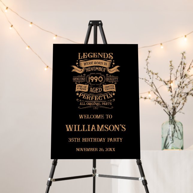Personalized vintage 35th birthday party foam board (In Situ (Stand))